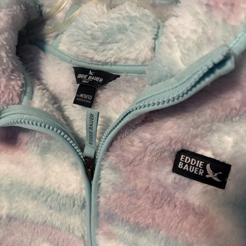 🆕 Eddie Bauer Youth High Pile Jacket, Fleece, purple and teal, M 10/12 - NWT - Picture 2 of 4